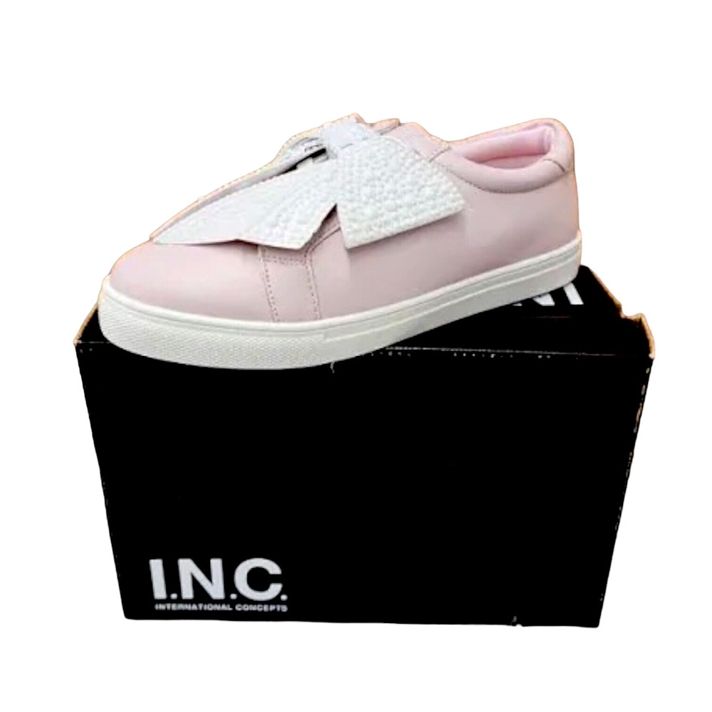 I.N.C. Chloe Light Pink Pearl Bow Lace-Up Sneakers | Girls Size 2M